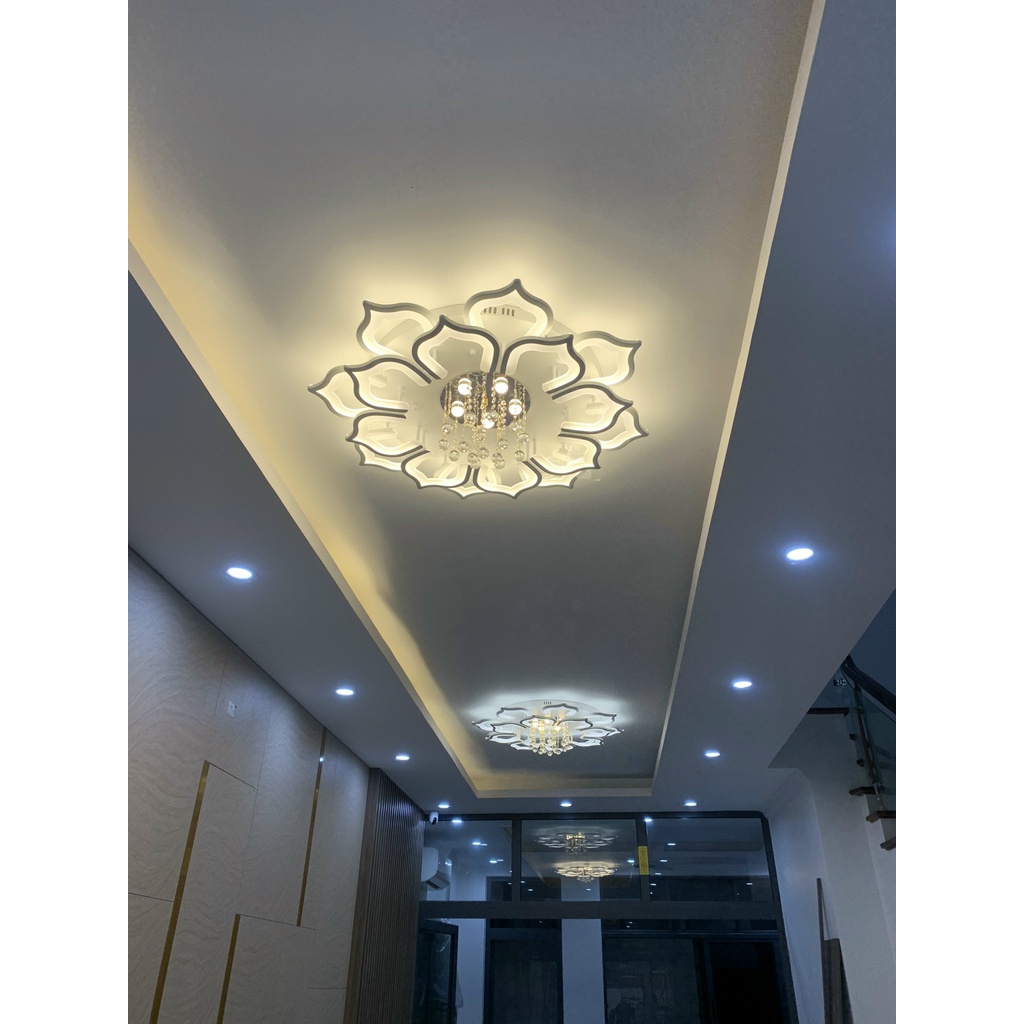 Đèn Ốp Trần Phòng Khách Hoa Sen THỦ ĐÔ LIGHTING 16 Cánh 3 Chế Độ Ánh Sáng Thiết Kế Viên Thả Pha Lê Cao Cấp 2042/16