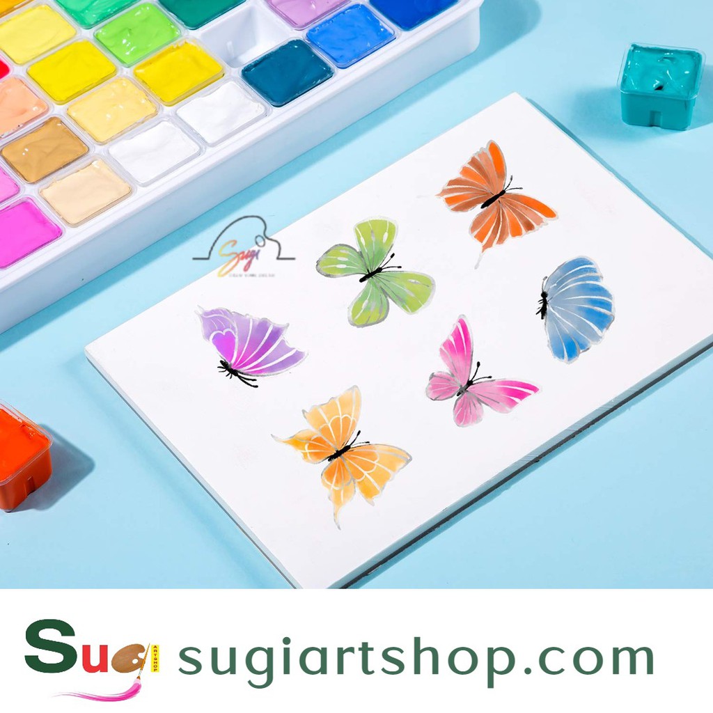 Màu gouache Miya Himi , màu thạch, bột, waat hộp 56 màu x 30ml  - Sugi art shop