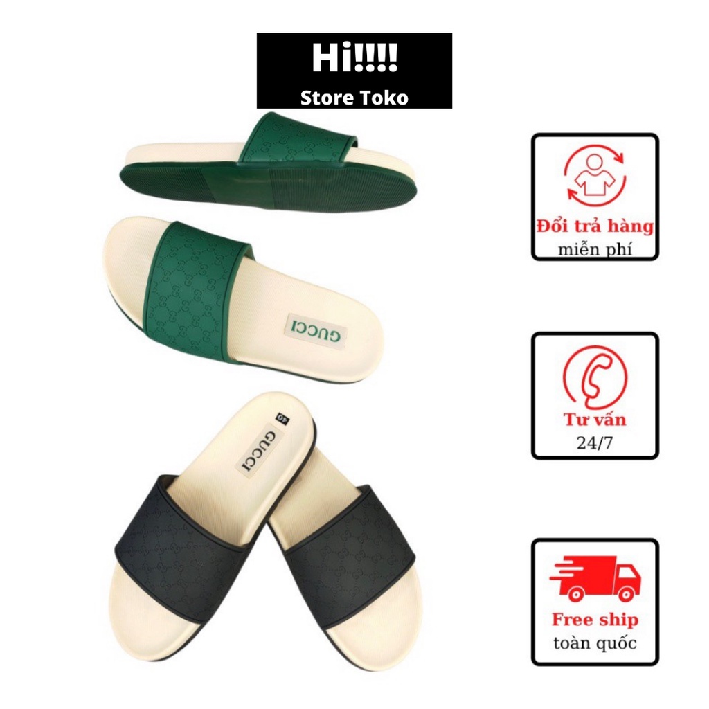 dép gucci nam quai ngang nữ gc đế vàng quai đen hàng cao cấp full box bill