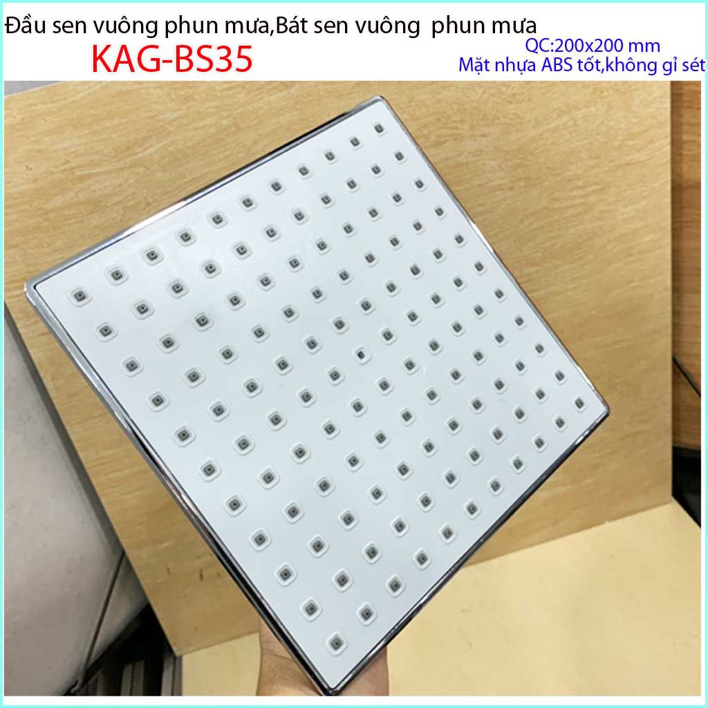 Bát sen tắm đứng KAG-BS35, Bát sen tắm phun mưa vuông 20x20 cm mưa tia nước nhiều phun nước tốt