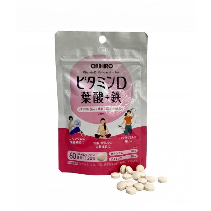 Viên uống vitamin D axit folic sắt Orihiro 120 viên – giúp bổ sung dinh dưỡng cho mẹ bầu, giúp thai nhi khỏe mạnh