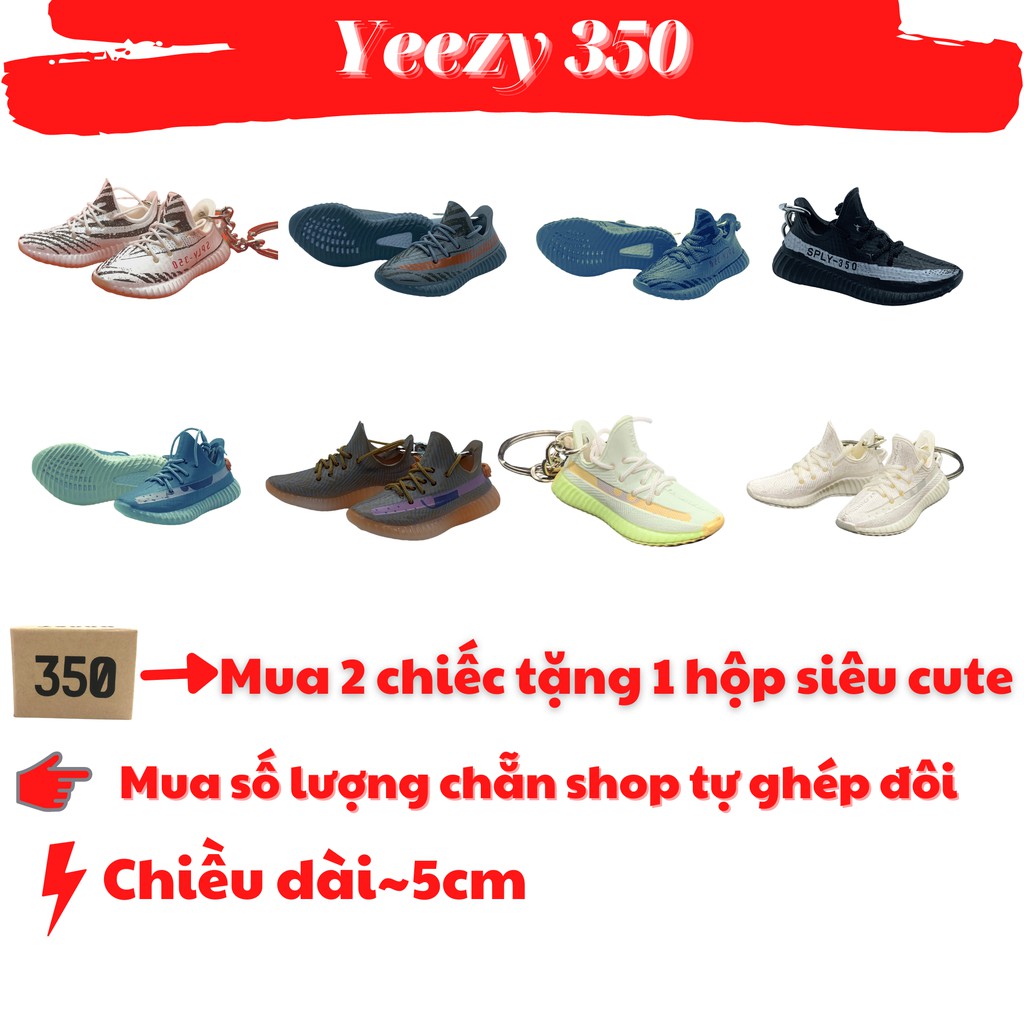 Móc khoá mô hình giày sneaker Yezzy 350, móc khóa giày mini 3D tỉ lệ 1:6