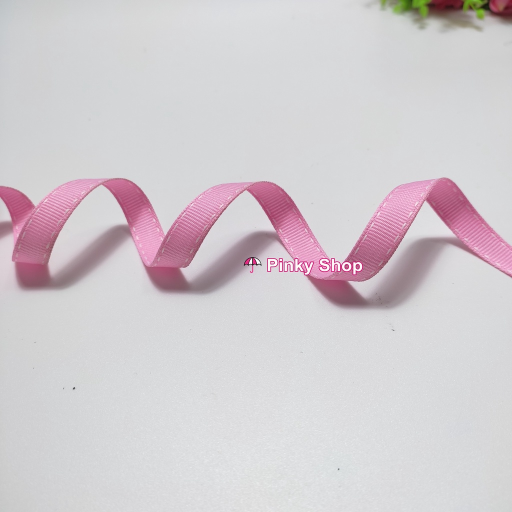 [1 mét] Ruy băng gân viền chỉ 1cm màu đỏ tím hồng xanh trời làm nơ gói quà, phụ kiện handmade Pinky Shop