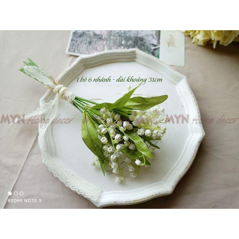 Hoa linh lan giả - Bình thủy tinh đựng Hoa lan chuông xinh xắn decor MYN Home