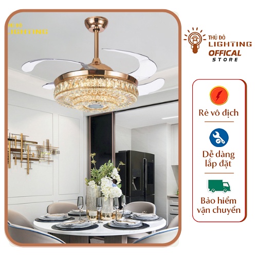 Quạt Trần Đèn Cánh Cụp Xòe Có Loa Bluetooth Đèn Led 3 Chế Độ Sáng Có Điều Khiển Từ Xa bảo hành 24 tháng QUẠT 8682
