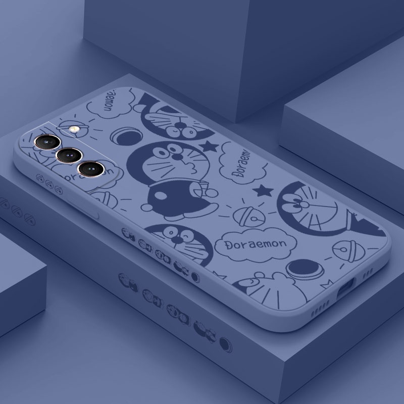 Ốp Điện Thoại Cảm Giác Chạm Thoải Mái Họa Tiết Mèo Xanh Cho Samsung Galaxy S21 S20 FE Ultra Plus