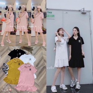 VÁY SUÔNG ĐUÔI CÁ THÊU NY CỔ BẺ TAY CỘC