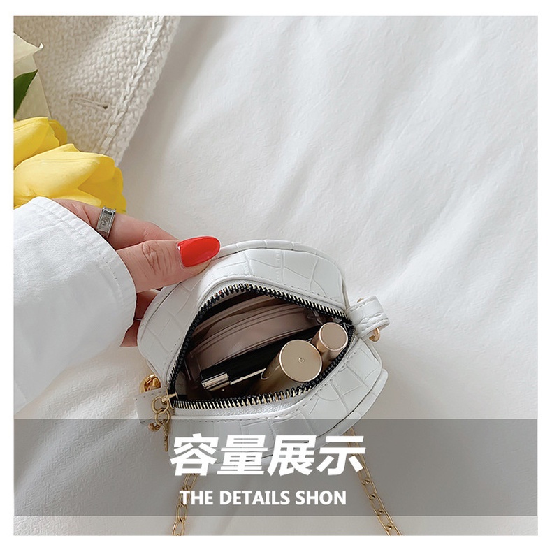 Túi Đeo Chéo Tròn Nhỏ Họa Tiết Vân Đá Màu Trơn Đơn Giản NB00152