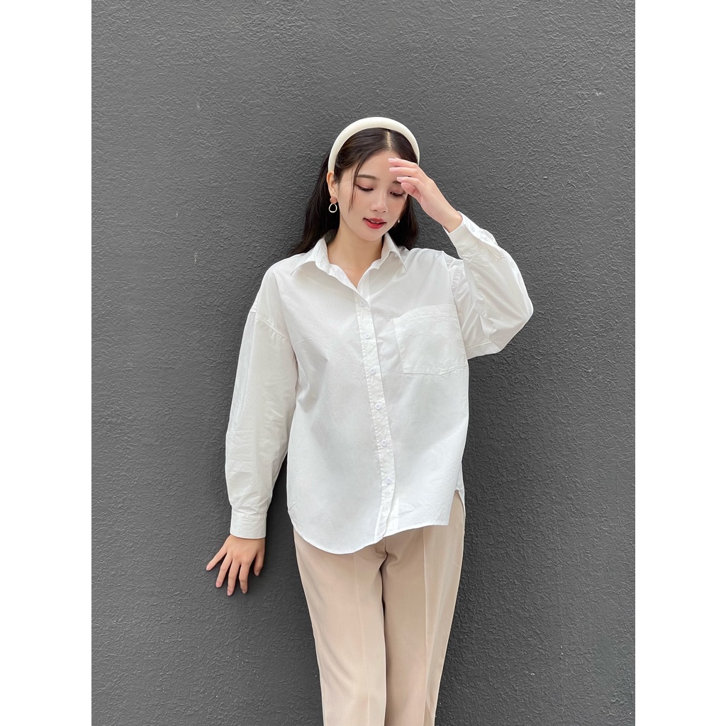 Áo Sơ Mi Nữ OLARI Tay Dài, Vạt Bầu OL87