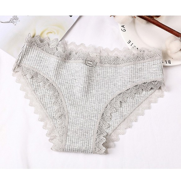 Quần lót nữ, quần cotton tăm viền ren nơ nâng mông kháng khuẩn MS563 | BigBuy360 - bigbuy360.vn
