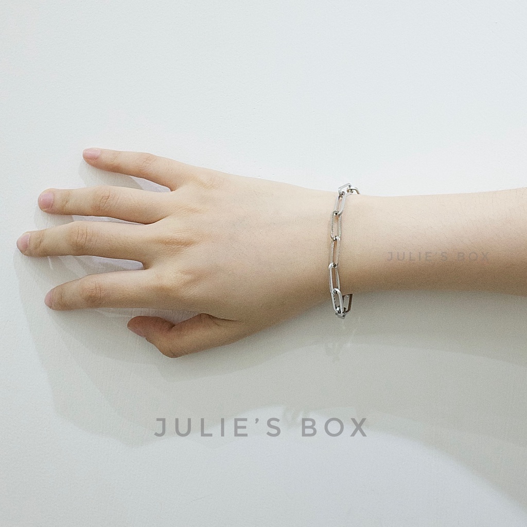Vòng Tay Dây Xích Basic Titan Unisex Không Đen Không Gỉ Không Phai Màu Không Ngứa Bền julies box 66 Bracelet
