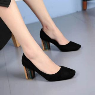 Giầy da lộn nữ gót trụ 9cm