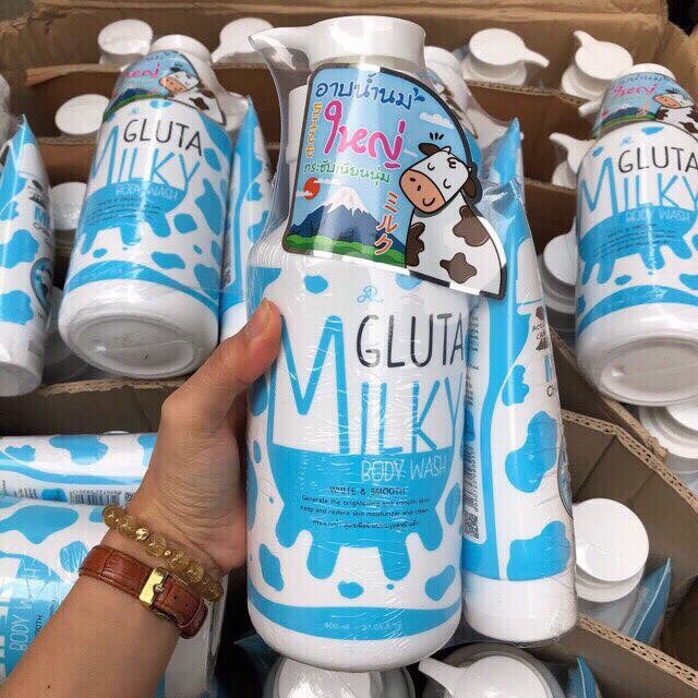 Sữa Tắm Bò Milky Gluta 800Ml Tặng Kèm Sữa Rữa Mặt Thái Lan
