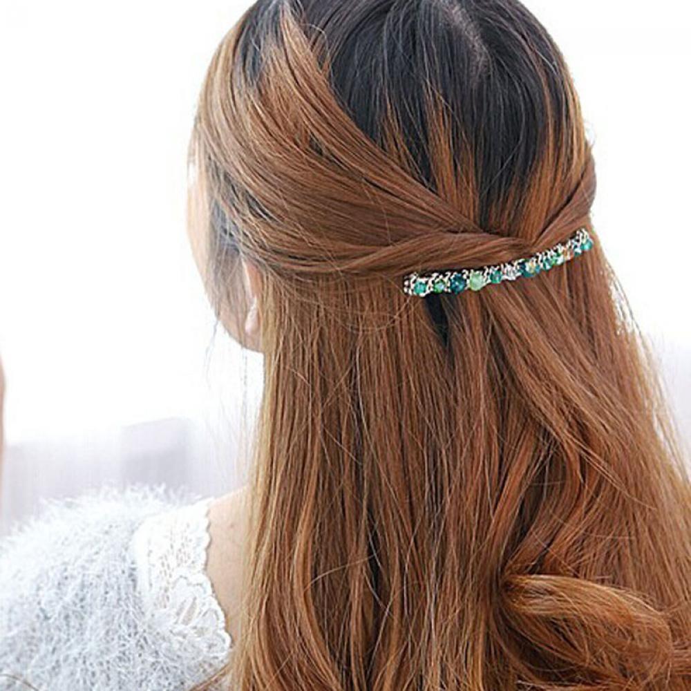 Kẹp tóc kim loại đính đá màu sắc lấp lánh cho nữ