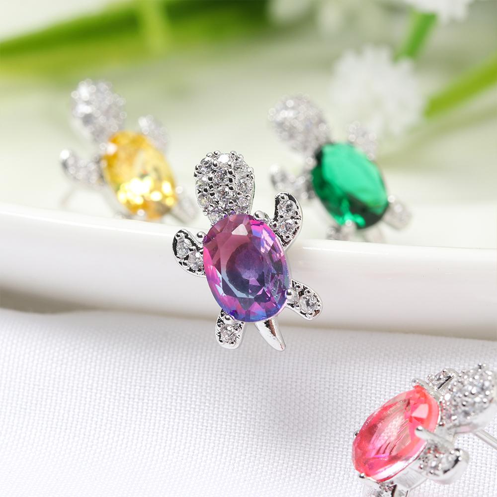 Hoa Tai Hình Rùa Nhiều Màu Sắc Phong Cách Vintage Thời Trang