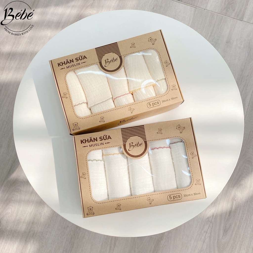 Khăn Sữa Xô BéBé Chất Xô Muslin Thấm Hút Tốt Set 5 Cái Cho Bé