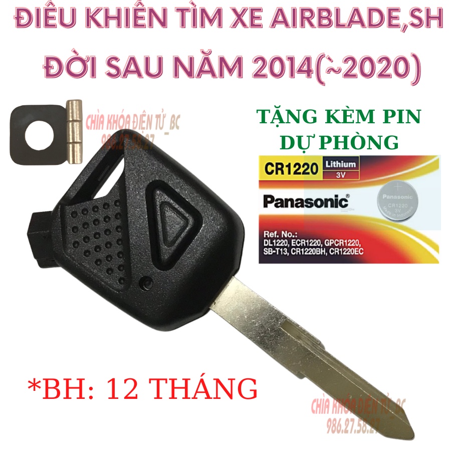 Chìa điều khiển tìm xe airblade, sh zin các đời xe tự cài đặt dễ dàng,có kèm hướng dẫn sử dụng.