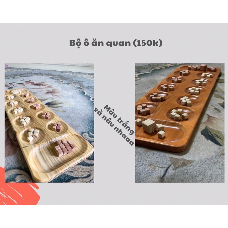 Bộ ô ăn quan trò chơi tuổi thơ- Bàn cờ gỗ tự nhiên chống mối mọt, ẩm mốc. Quà tặng thiếu nhi, quà 1-6 cho bé