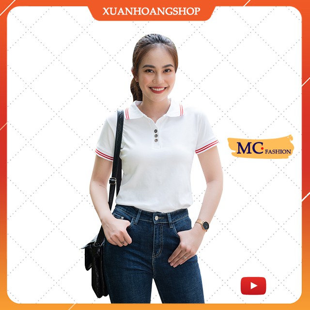 Áo Phông Nữ Dáng Thun Có Cổ Tay Ngắn Đẹp Đủ Màu Trắng Đen Tím Xanh Than Vàng Nâu Vải Cotton Mc Fashion Ap169