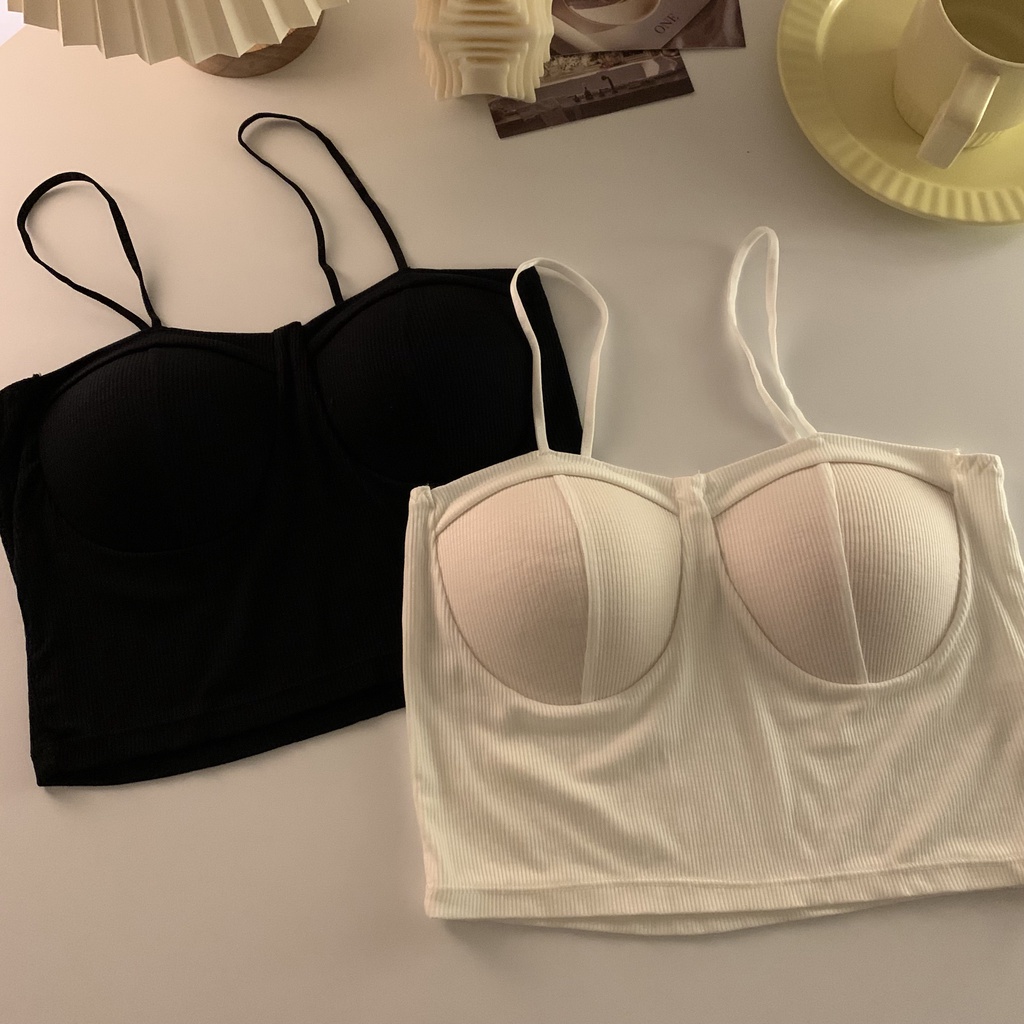 Xiaozhainv Áo croptop không tay dáng ôm thời trang Hàn Quốc cho nữ