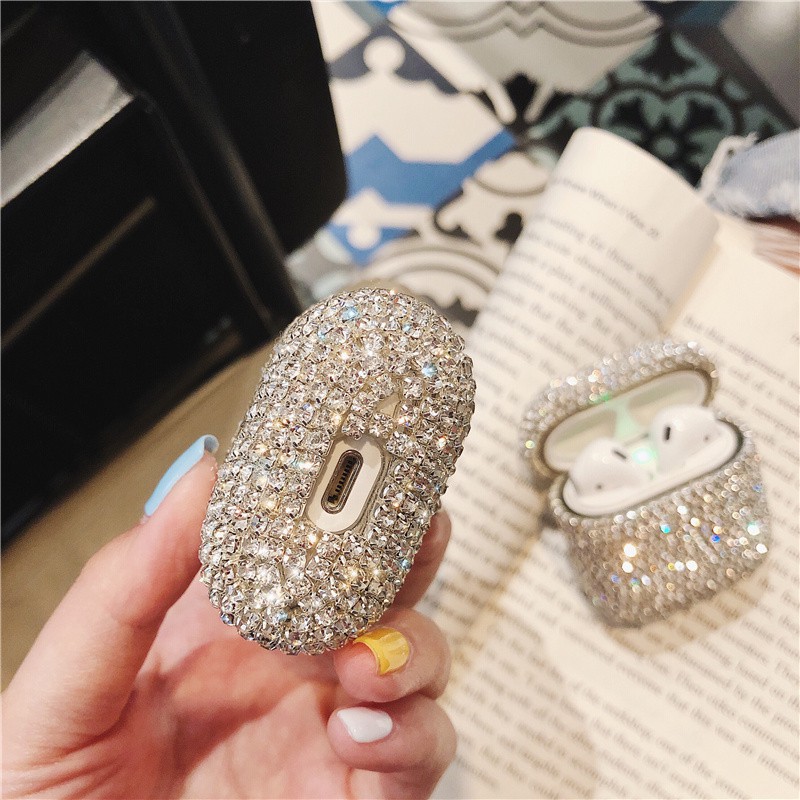 Luxury 3D Bling diamonds hard case for Apple Airpods 1 2 protective Wireless Bluetooth Earphone cover