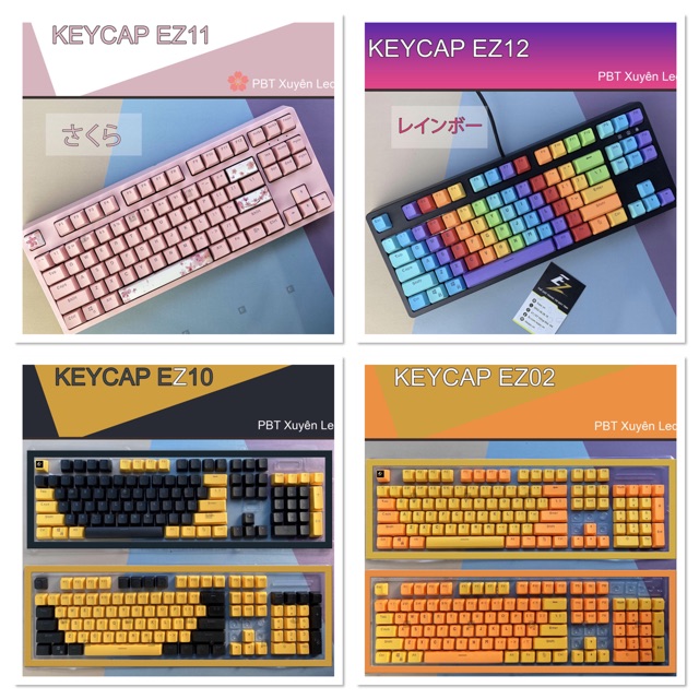 KEYCAP XUYÊN LED BY EZPC [ Rainbow Full hồng ] | BigBuy360 - bigbuy360.vn