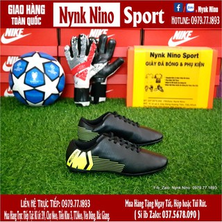 Giày bóng đá trẻ em mercurial đen vạch xanh chuối đinh tf