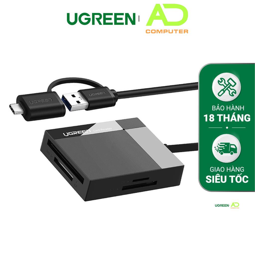 [Mã BMLTA50 giảm đến 50K đơn 99K] Đầu đọc thẻ USB 3.0 hỗ trợ thẻ TF/SD/CF/MS dài 0.5-1.5m UGREEN CR125