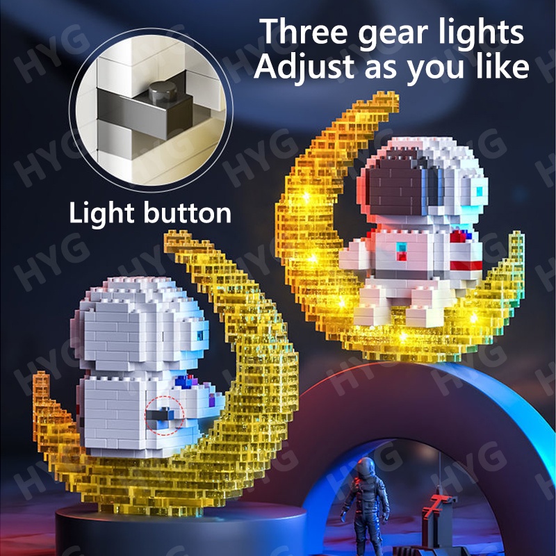 Đồ chơi lắp ráp HYG TOYS kiểu phi hành gia 3D có đèn LED sáng tạo thú vị dành cho trẻ em
