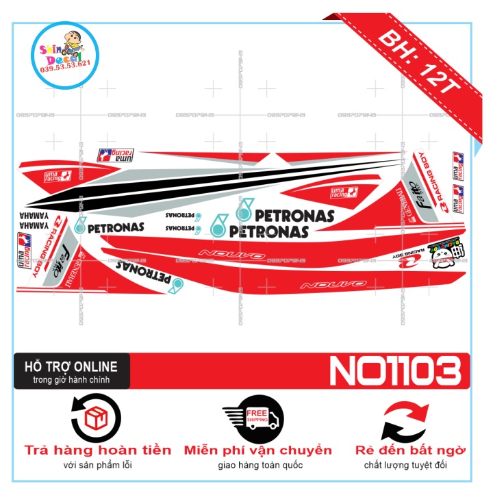 TEM XE NOUVO 4 LX TRẮNG ĐỎ -- SHIN DECAL 2