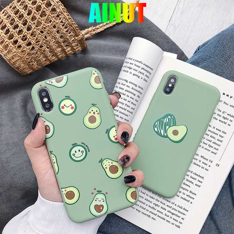 Ốp điện thoại mềm họa tiết trái bơ thích hợp cho iPhone 11 12 Pro Promax 6 6s 7 8 plus X XS XR XSMax AINUT
