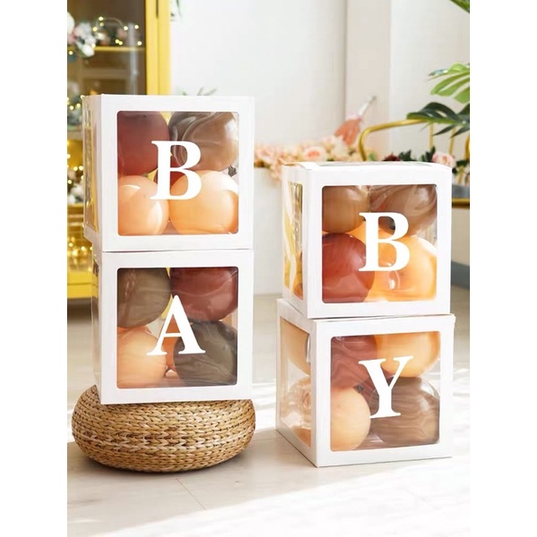 Hộp 4 chữ baby ( nhận in tên bé lên hộp) trang trí bữa tiệc sinh Nhật hoặc decor trang trí