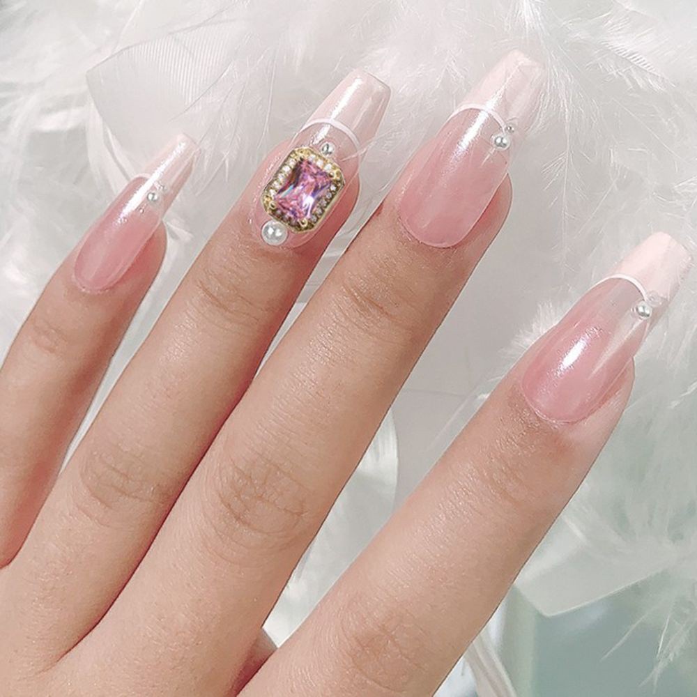 [Hàng mới về] Đá kim cương giả hình chữ nhật đính móng trang trí nghệ thuật 3D