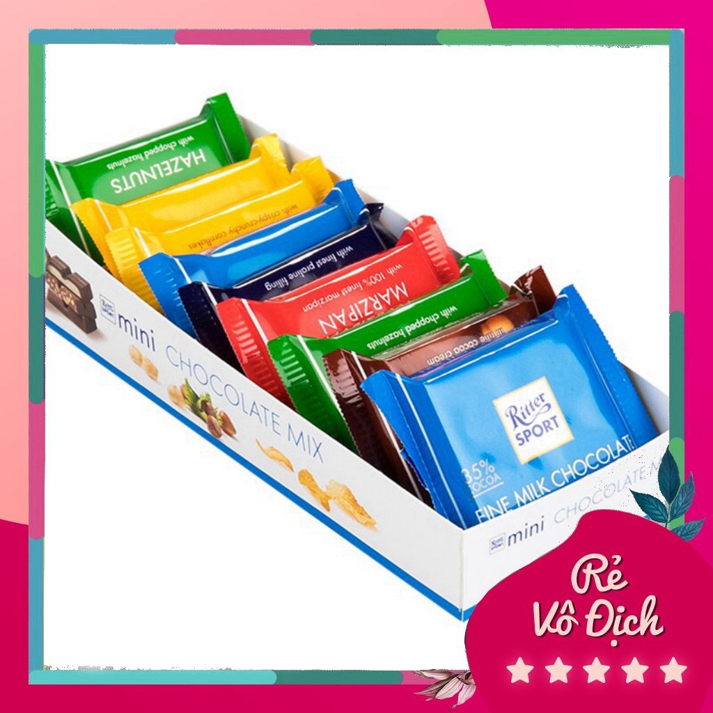 dhtn  Kẹo Socola Ritter Sport mini hỗn hợp 9 chiếc