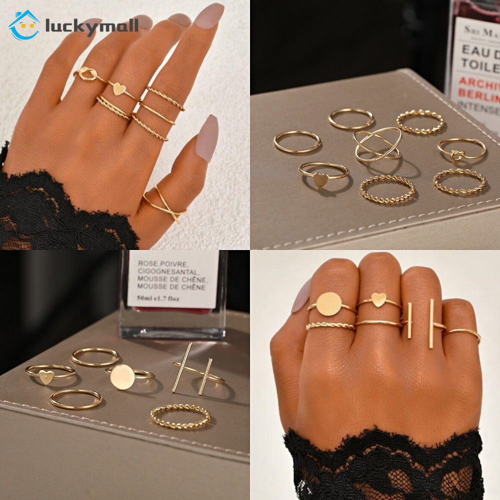 Set 8 Nhẫn Đeo Khớp Ngón Tay Thời Trang Cho Nữ