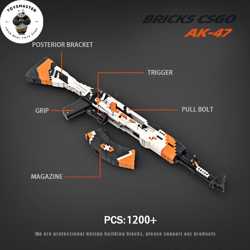 Đồ Chơi Lắp Ráp Kiểu LEGO Súng Mô Hình PUBG AK47 Asiimov Với 1200+ Mảnh Ghép,Bản Thiết Kế Tiêu Chuẩn Tỉ Lệ 1:1 Kevin 183