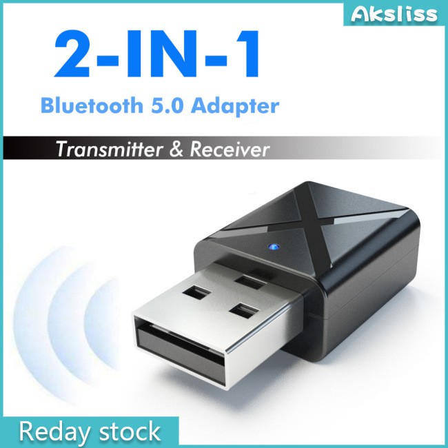 AKS 2 in 1 Bluetooth 5.0 Transmitter Receiver 3.5mm Wireless Stereo Audio Adapter