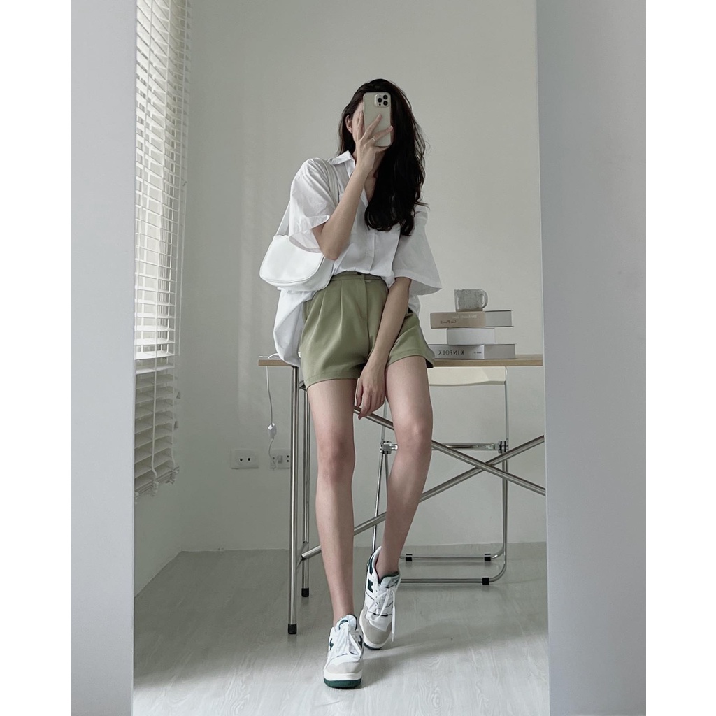 A8105 Somi ngắn tay oversized xẻ lưng