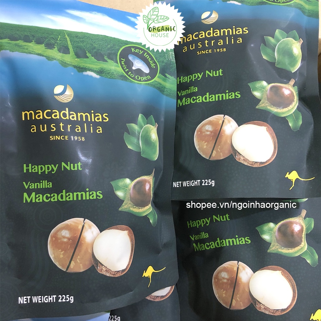 Hạt Macca Úc Nguyên Hạt Vị Vani 225g Vanilla Macadamias Australia