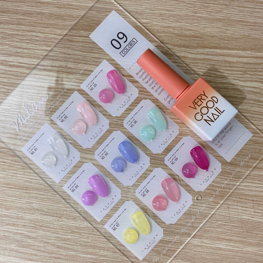 [01] Set sơn gel thạch 9 màu Very Good Nail chính hãng 15ml + tặng kèm bảng màu