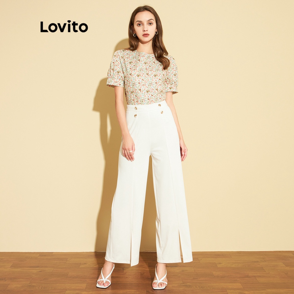 Áo kiểu Lovito nhẹ và thoáng khí hoa sắc nét phong cách thường ngày L25ED016 (nhiều màu)