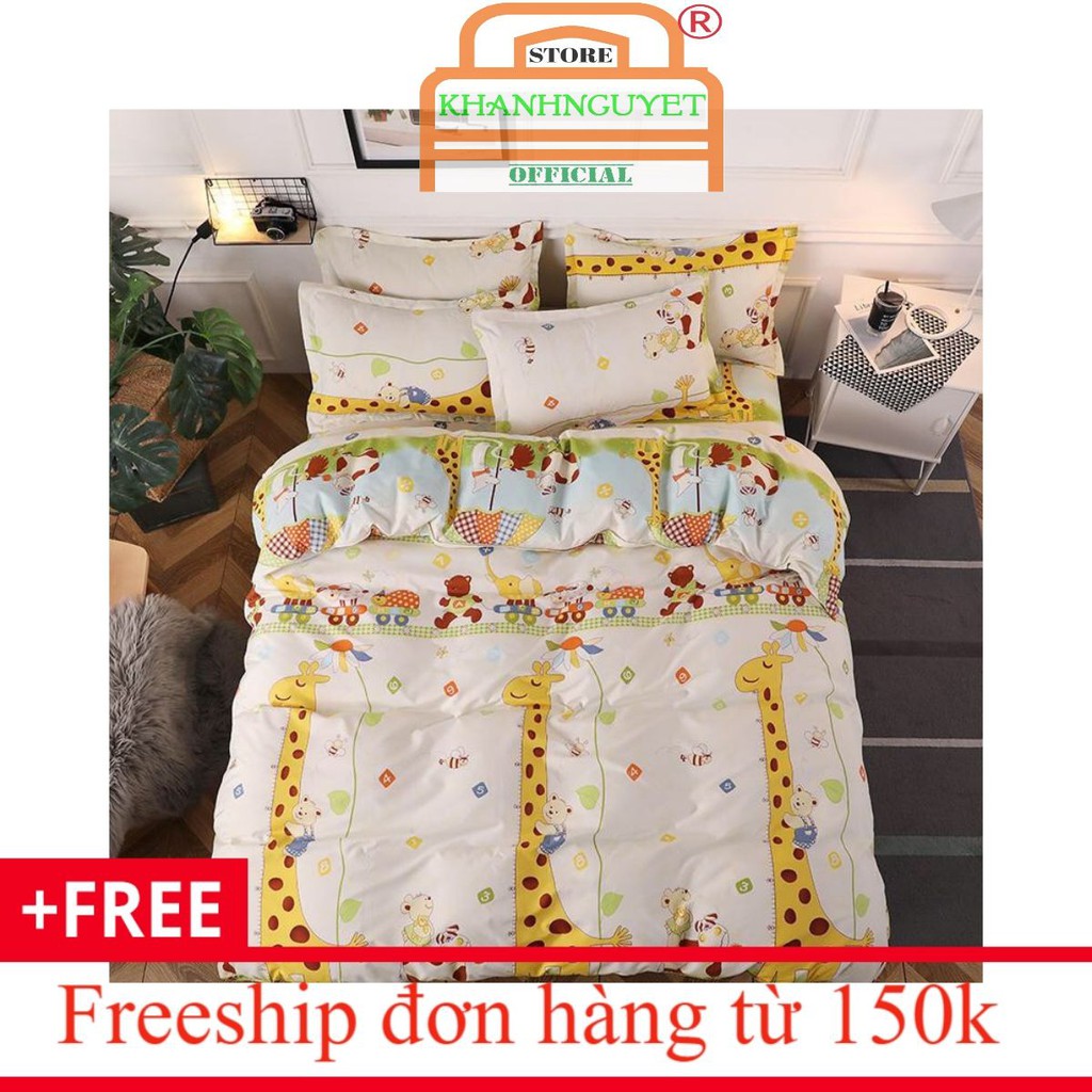 Bộ Chăn Ga Gối Cotton Poly Nhập Khẩu (Hươu vàng) FSD