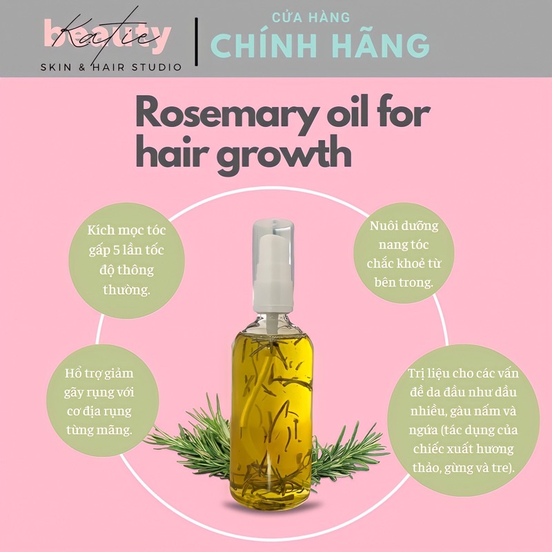Dầu Ủ SIÊU KÍCH MỌC TÓC HỖ TRỢ PHỤC HỒI DA ĐẦU DẦU BẾT - Rosemary Oil For Hair Growth 100ml | KATIEBEAUTY