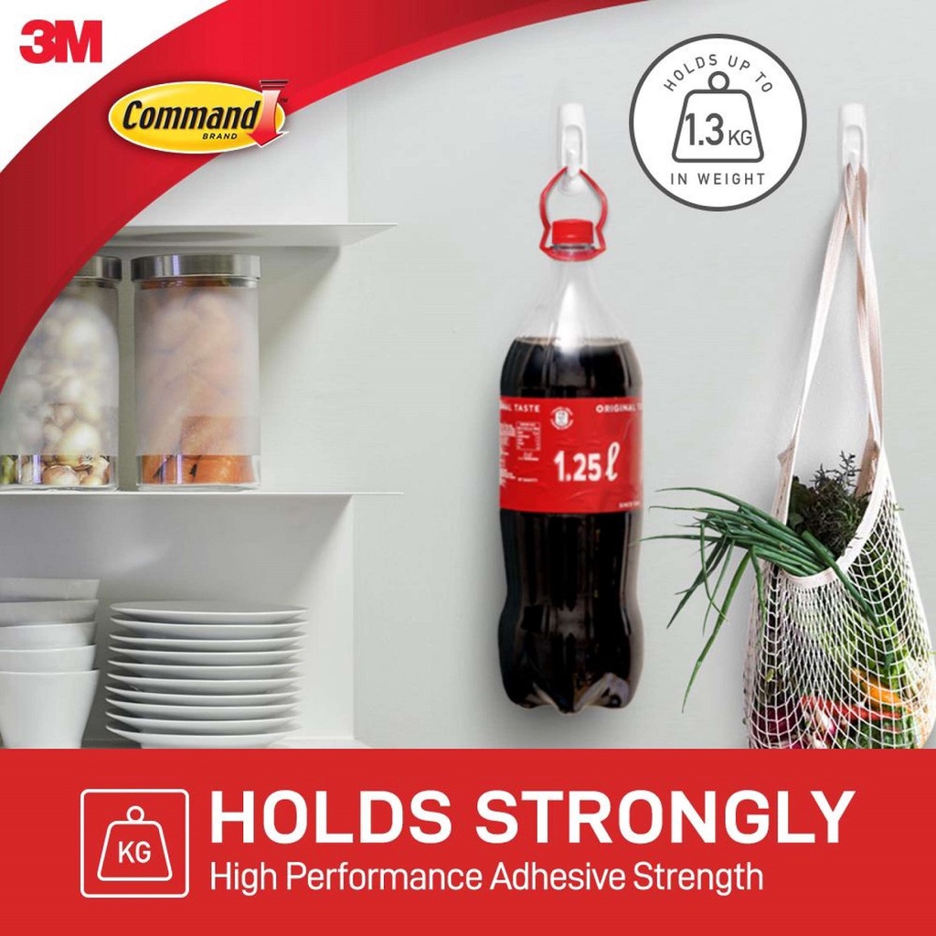 Bộ 2 móc treo đồ dán tường cường lực siêu dính 1.3kg Command 3M 17001