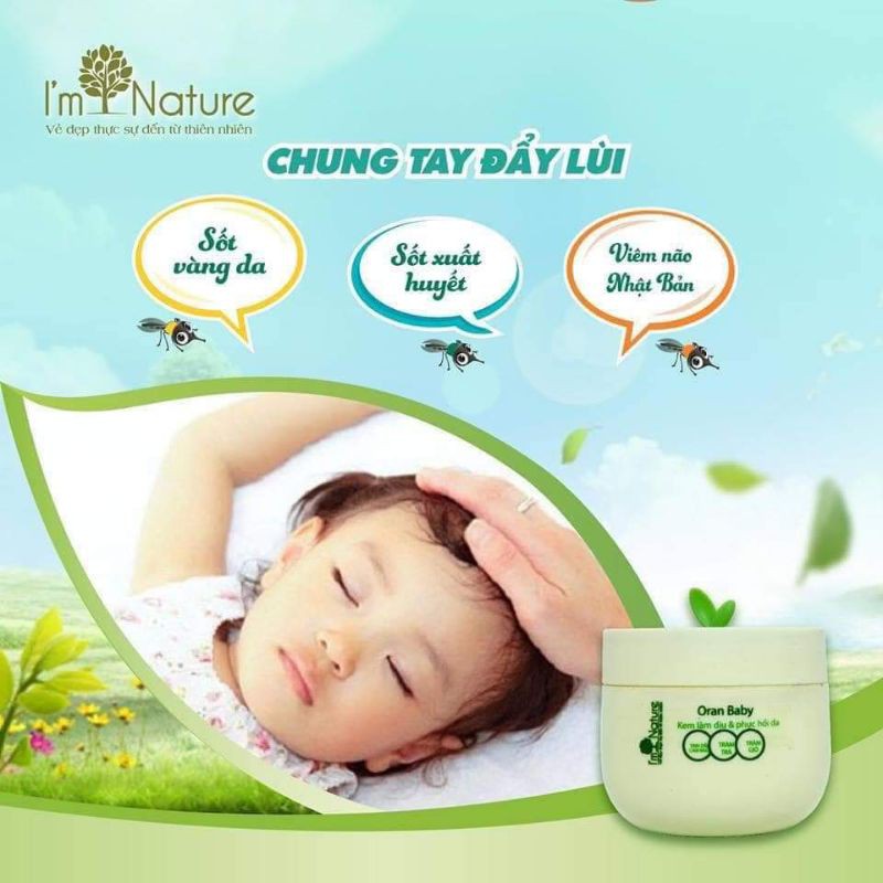 Kem muỗi Oran Baby I'm Nature làm dịu, phục hồi da cho bé