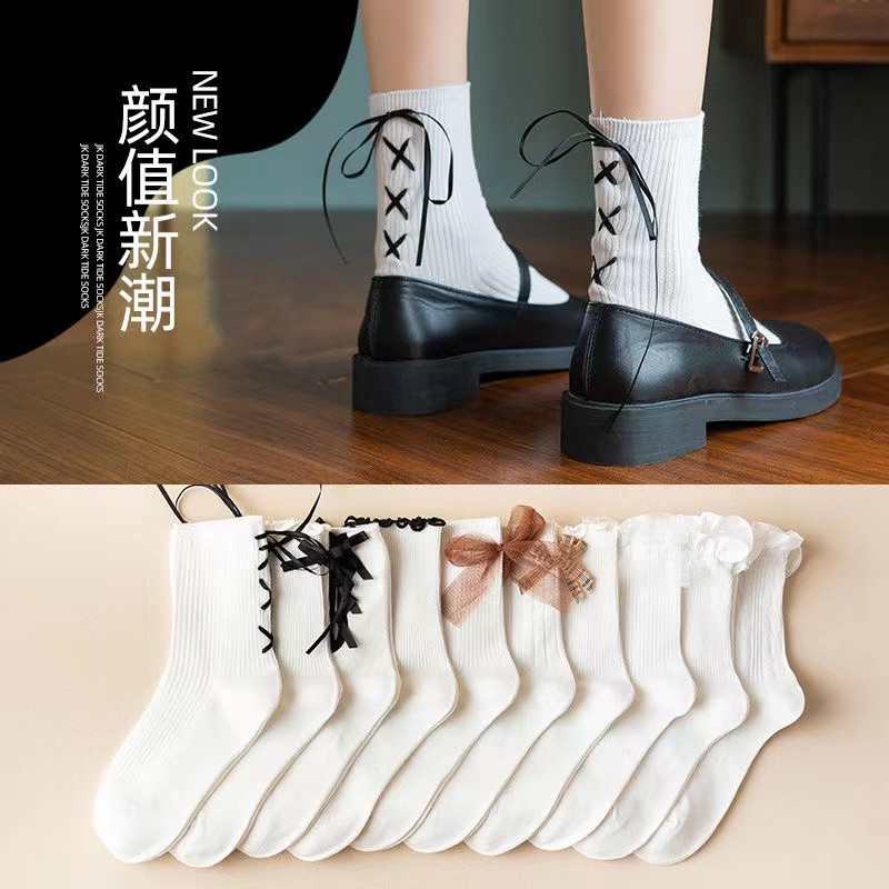 Vớ cotton Cổ Cao Phong Cách Lolita Nhật Bản Xinh Xắn Cho Nữ