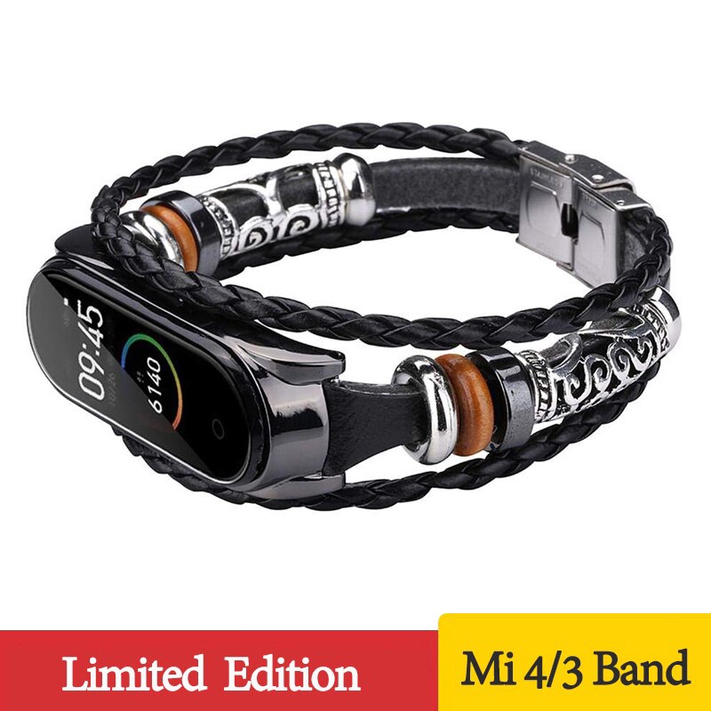 Dây da đeo đồng hồ phong cách Vintage cá tính cho Xiaomi Mi Band 3/4