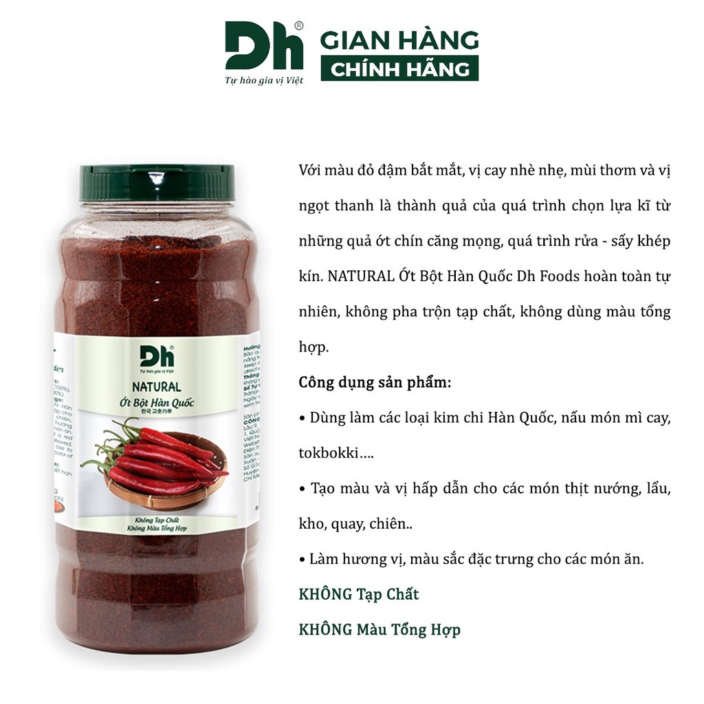 Ớt bột Hàn Quốc nguyên chất Natural DH Foods chế biến thực phẩm 500gr - DHGVT84