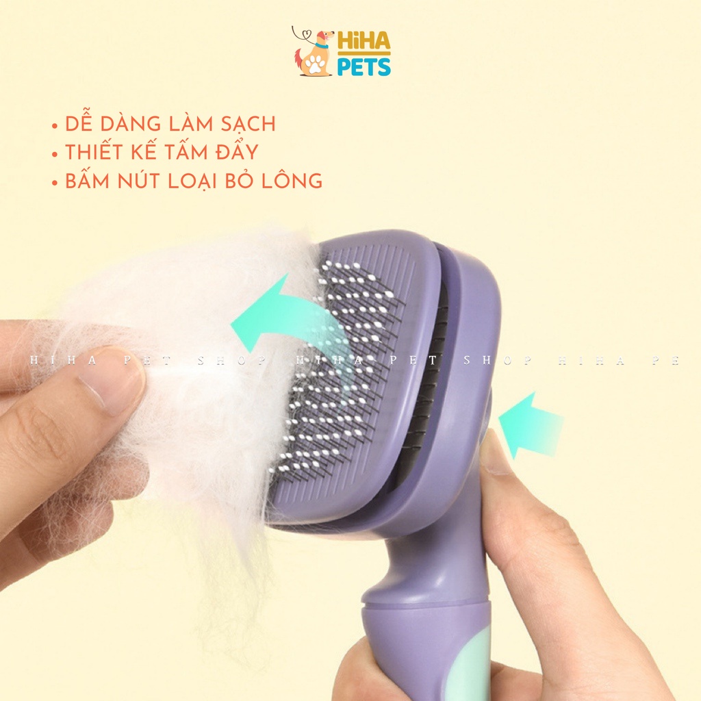 Lược Chải Lông Chó Mèo Xoay 360 Độ Bấm Nút Tự Động Lấy Lông T10 Mẫu Mới Đầu Lược Massage Da Thú Cưng.