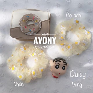 Cột tóc vải scrunchie hoa cúc in size cơ bản